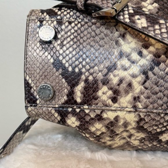 Michael Kors Downtown Astor Python Shoulder Hobo Bag Tote